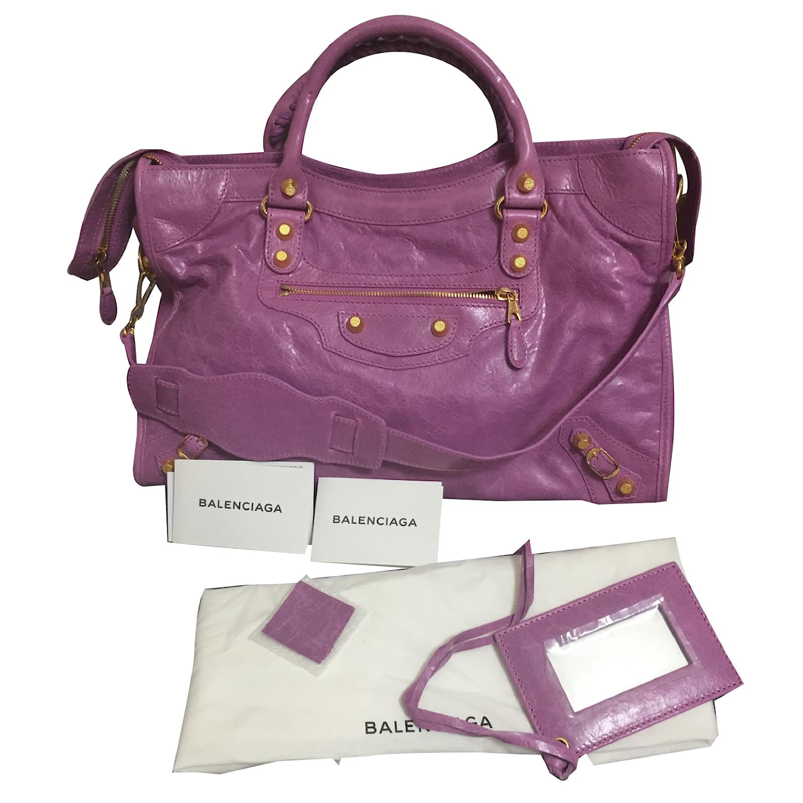 Authentic Balenciaga City Bag – Lilac with Gold Hardware