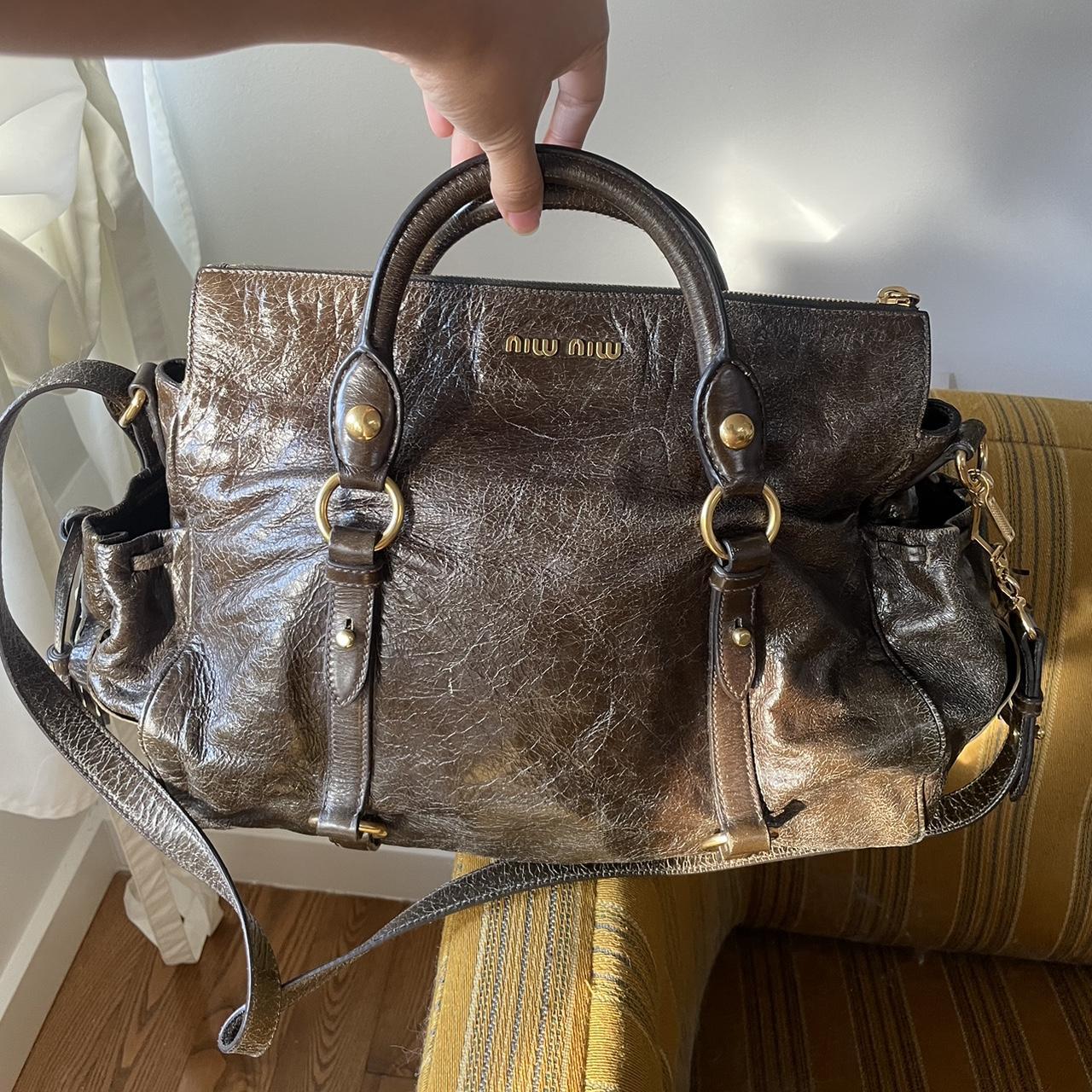 Vintage Dark Brown Leather Miu Miu Vitello Lux Bag