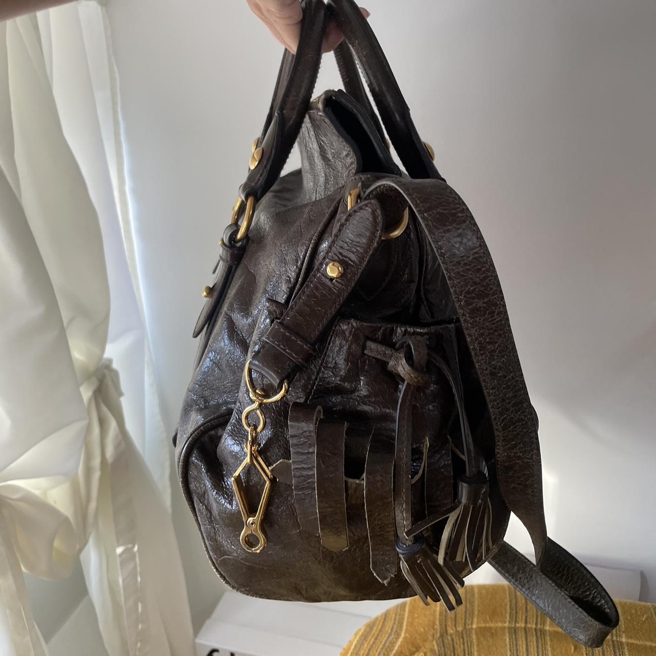 Vintage Dark Brown Leather Miu Miu Vitello Lux Bag