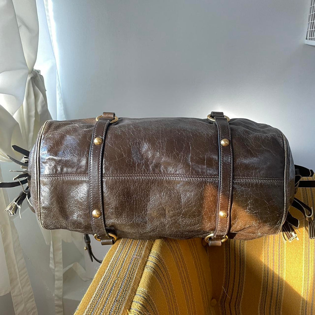 Vintage Dark Brown Leather Miu Miu Vitello Lux Bag