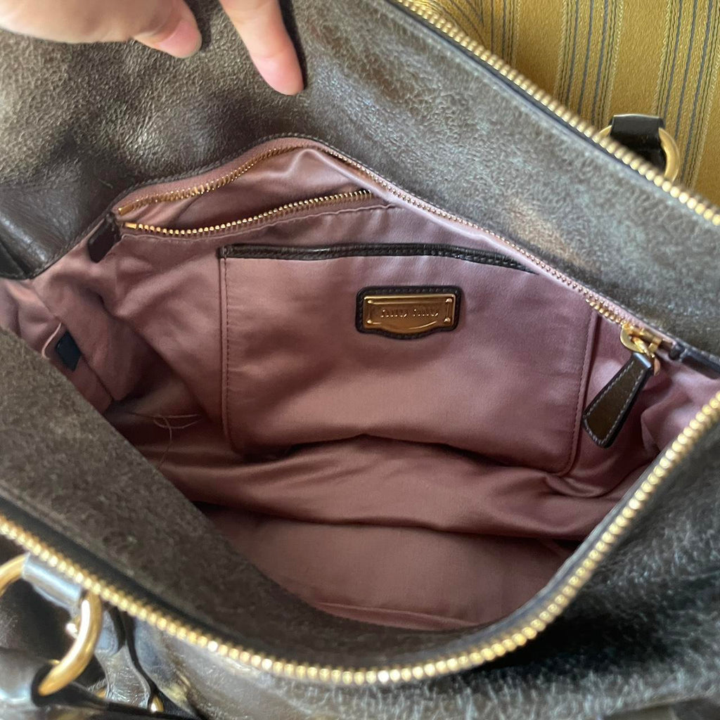 Vintage Dark Brown Leather Miu Miu Vitello Lux Bag