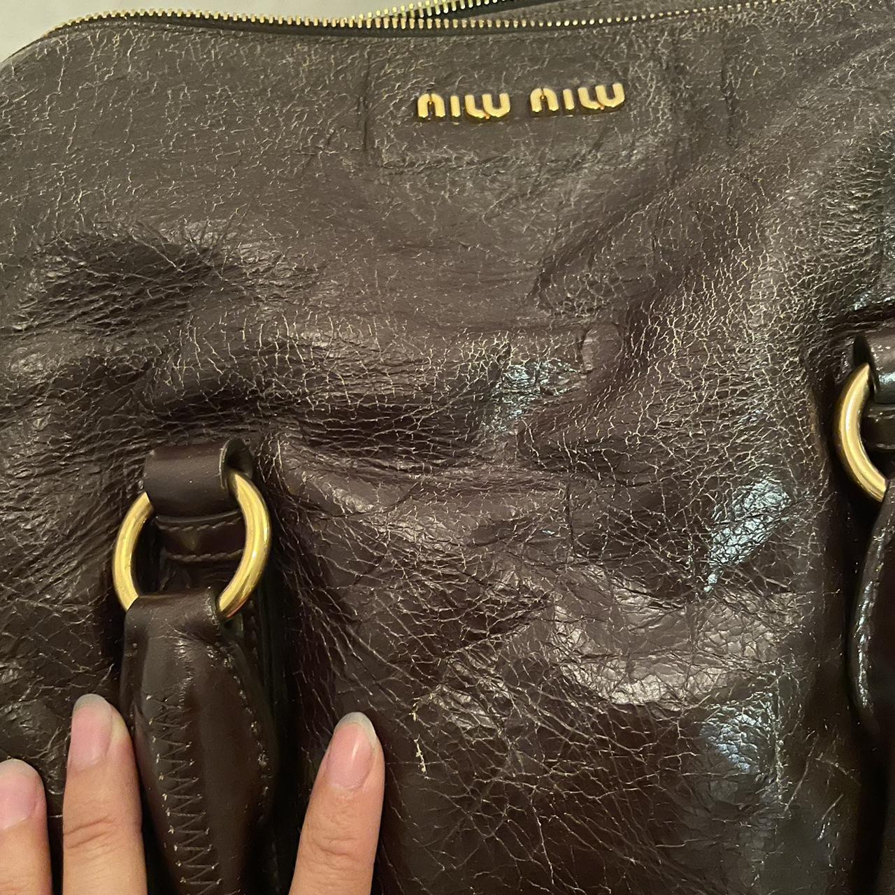 Vintage Dark Brown Leather Miu Miu Vitello Lux Bag
