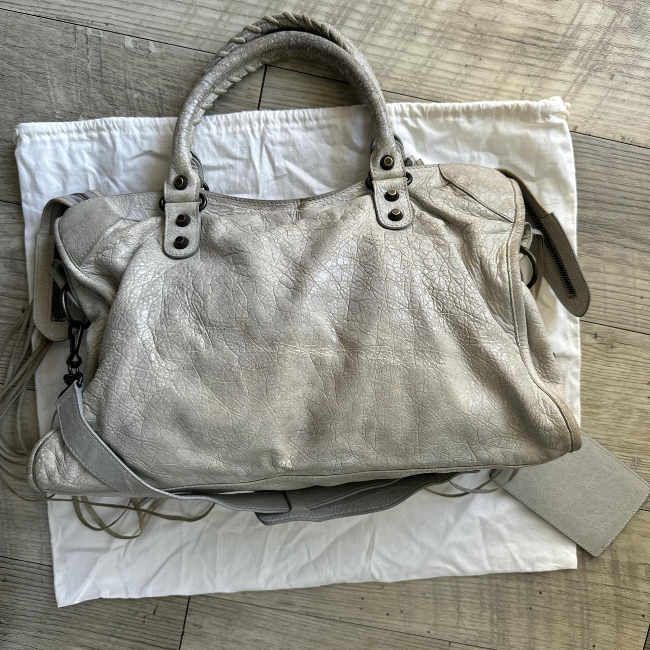 Authentic Balenciaga City Bag Light In Grey Lambskin Leather