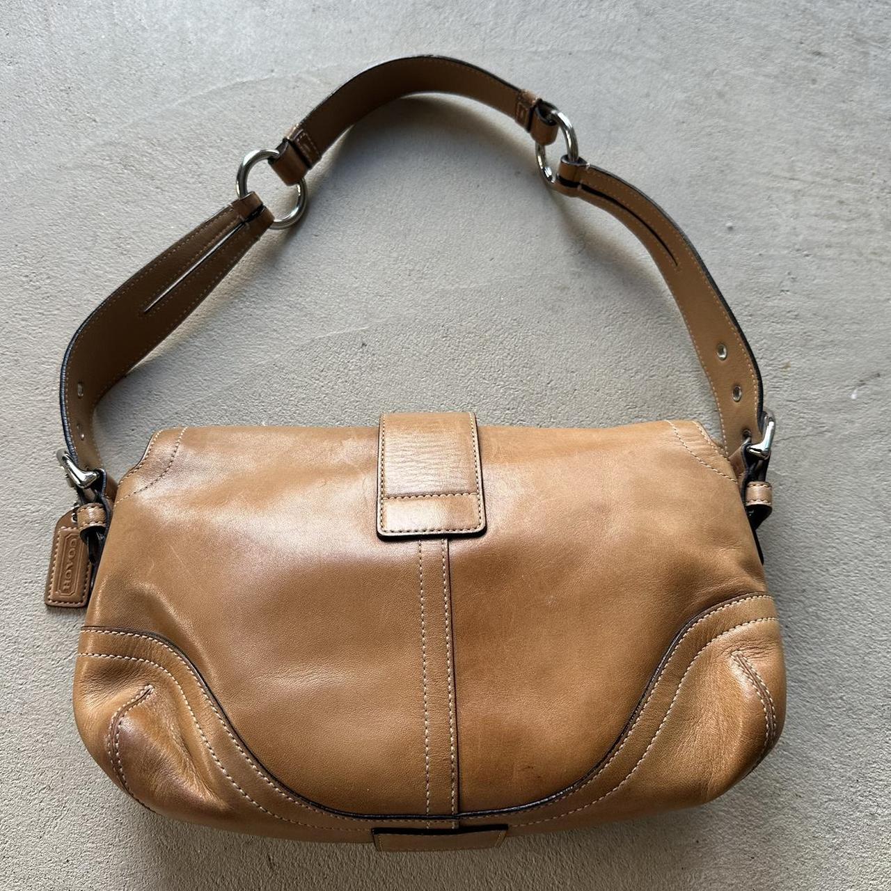 vintage y2k coach tan leather square soho shoulder bag