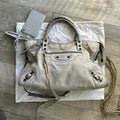 Authentic Balenciaga City Bag Light In Grey Lambskin Leather