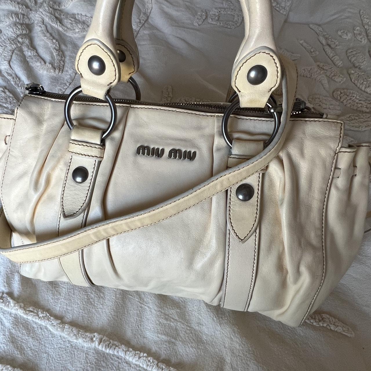 Authentic Cream Miu Miu Vitello Bag – Silver Hardware & Removable Strap