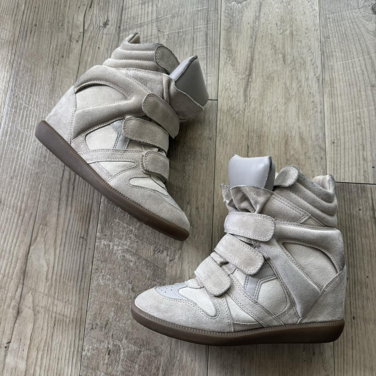 Authentic Isabel Marant Bekett Wedge Sneakers – Ecru