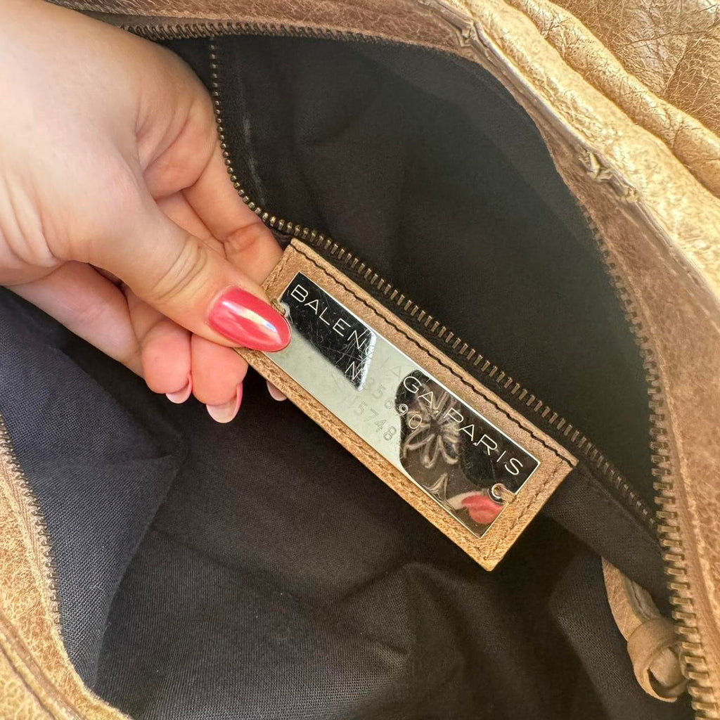 Authentic Balenciaga City Bag in Cream/light Brown