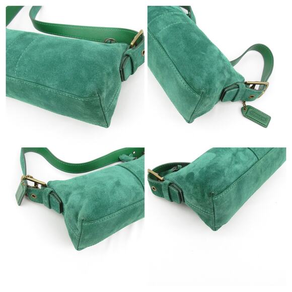 coach y2k green suede bag