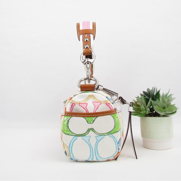 coach mini rainbow c print signature purse