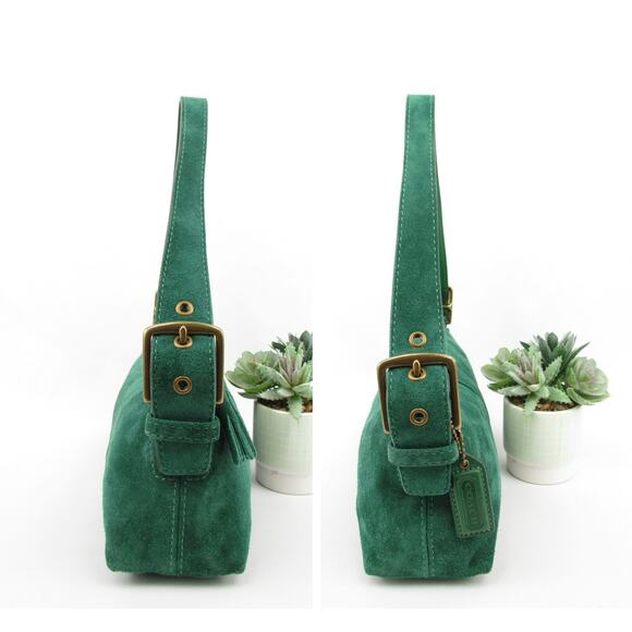 coach y2k green suede bag
