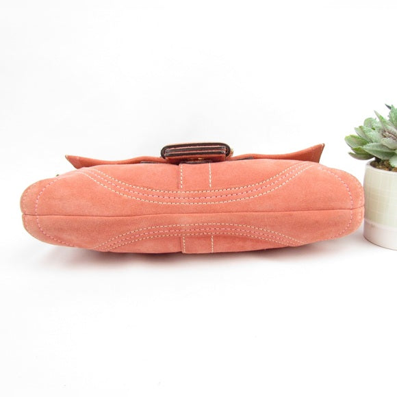 rare coach authentic salmon color soho suede satchel shoulder bag