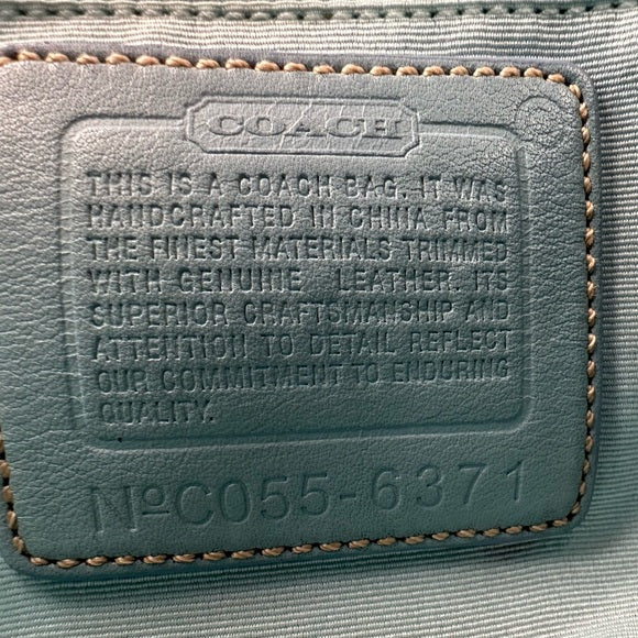 coach vintage baby blue signature hampton demi baguette shoulder bag