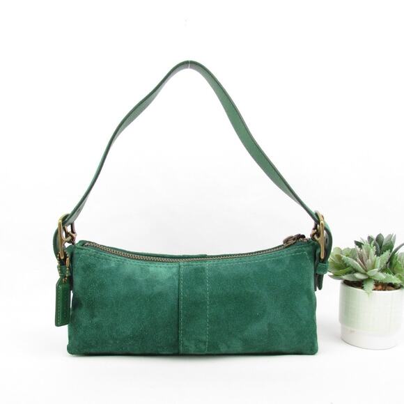 coach y2k green suede bag