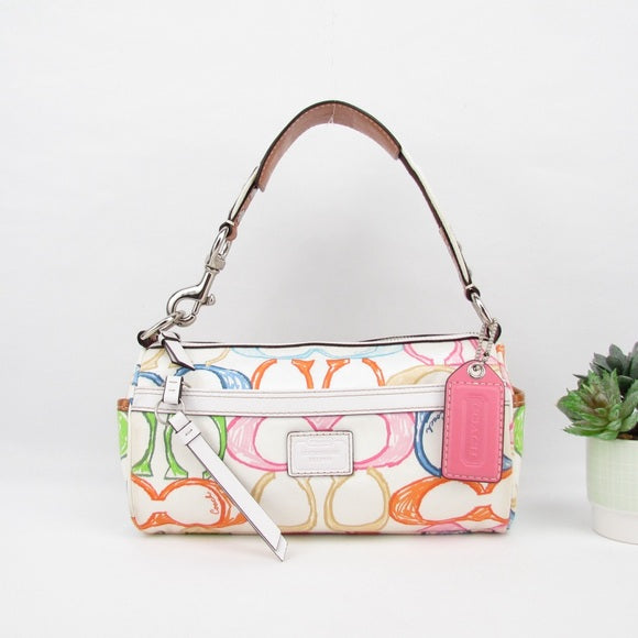 coach mini rainbow c print signature purse