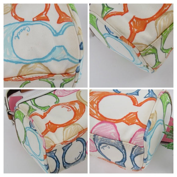 coach mini rainbow c print signature purse