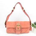 rare coach authentic salmon color soho suede satchel shoulder bag