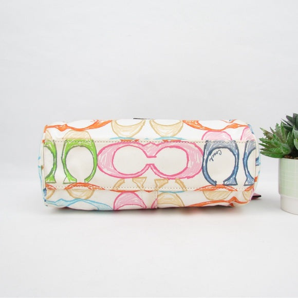 coach mini rainbow c print signature purse