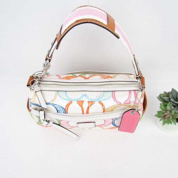 coach mini rainbow c print signature purse